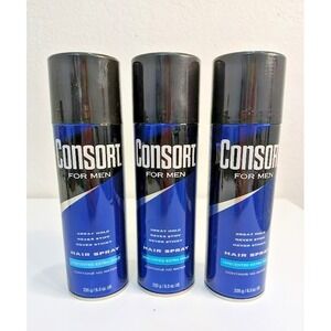 Consort For Men Hair Spray Aerosol Unscented Extra Hold 8.30 oz - Set of 3 Cans